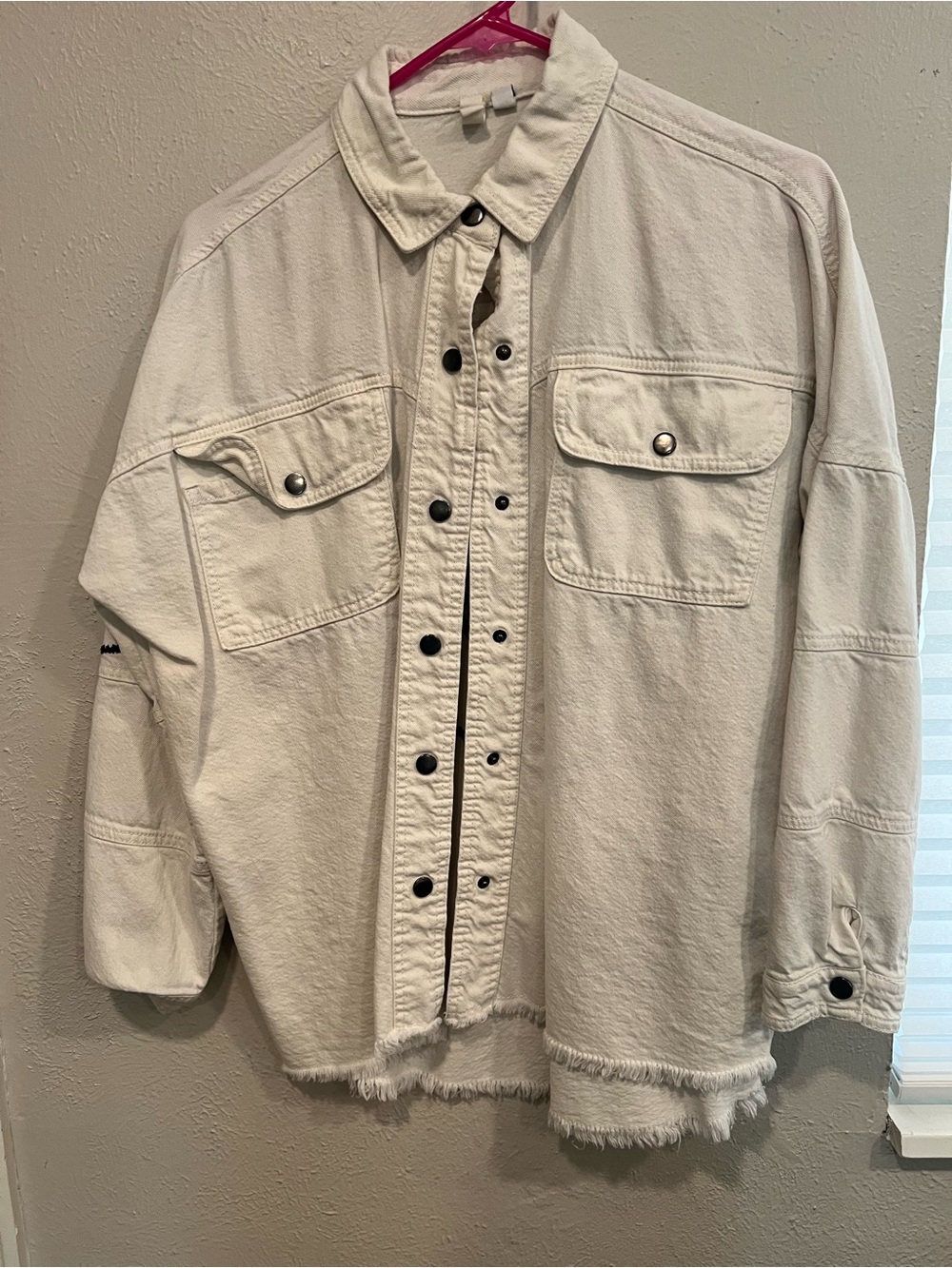 White Jacket with Black Smiley Faces - Picture 2 of 4